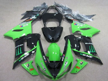 Comprar Carenados Moto Kawasaki ZX6R 2005-2006 - Negro Brillante Verde Elf Touch4 Bridgestone Monstruo
