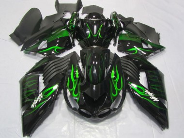 Comprar Carenados Moto Kawasaki ZX14R ZZR1400 2006-2011 - Negro Brillante Verde Llama