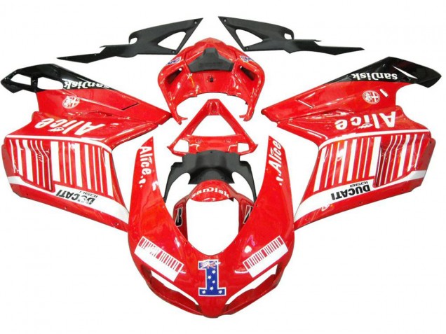 Comprar Carenados Moto Ducati 1098 2007-2014 - Blanco Rojo Negro Brillante Alice 1